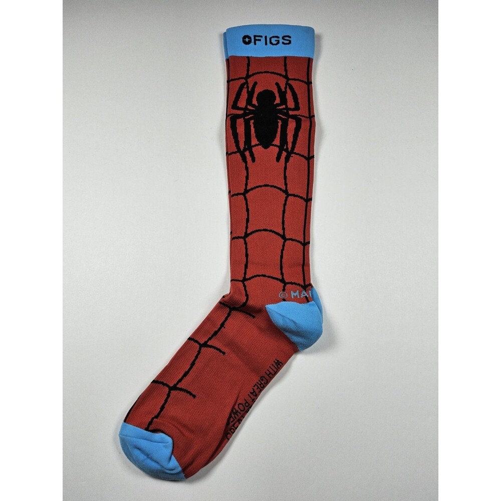 FIGS Compression Marvel Spiderman With Great Power Socks Size L